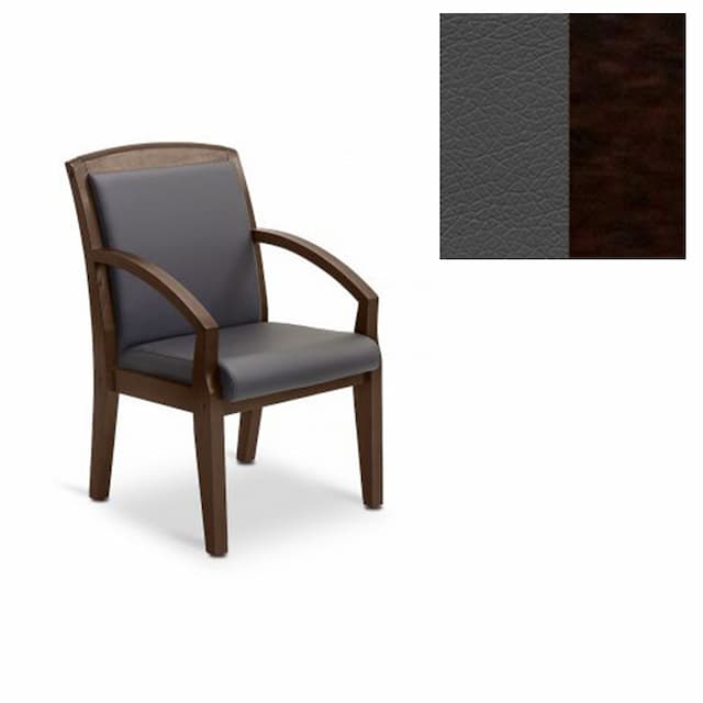 Кресло Юнитекс Граф для посетителя экокожа премиум темно-серая CN1118/дерево-венге