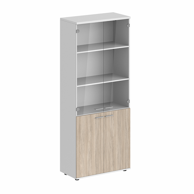 Шкаф высокий 4-х дверный со стеклом Norden Сигма SG.811.WH.OL.GL