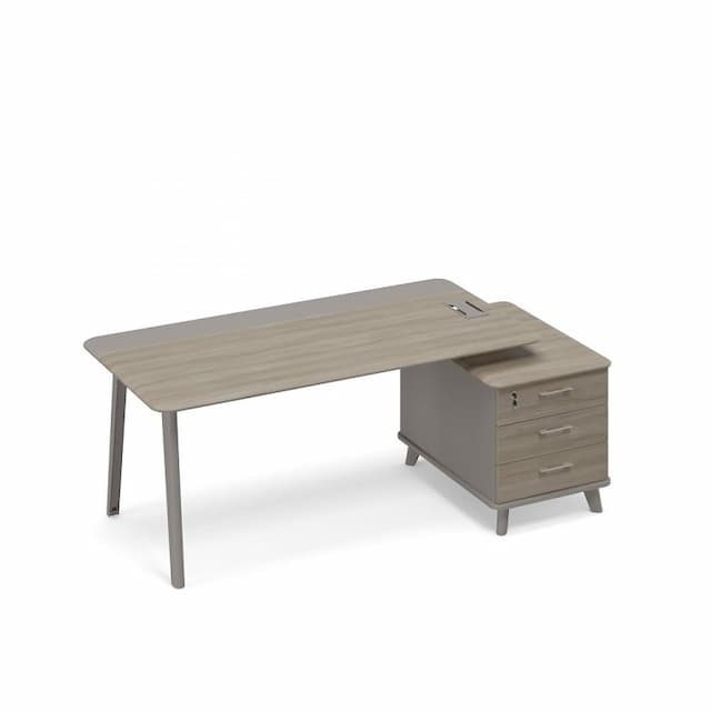 Стол руководителя правый комбинированный с тумбой малой (тип 1) Юнитекс ТМ М1 106 МП ВЛ/МП ВЛ мокко премиум (корпус) / вяз либерти (столешница, топ, фасад)