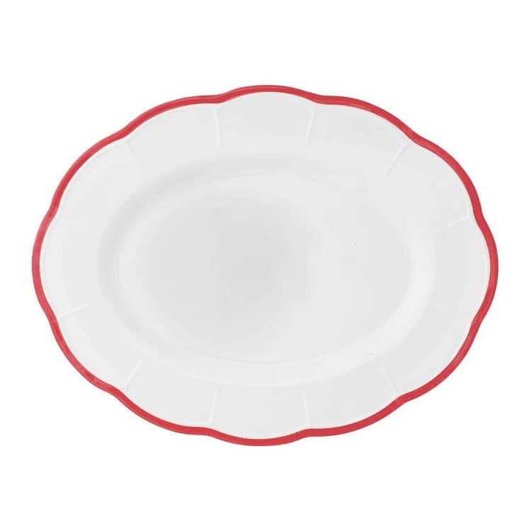 Блюдо овальное с цветным кантом (красный) Ø 36 см Bitossi Petalo PET00033 Bordo rosso