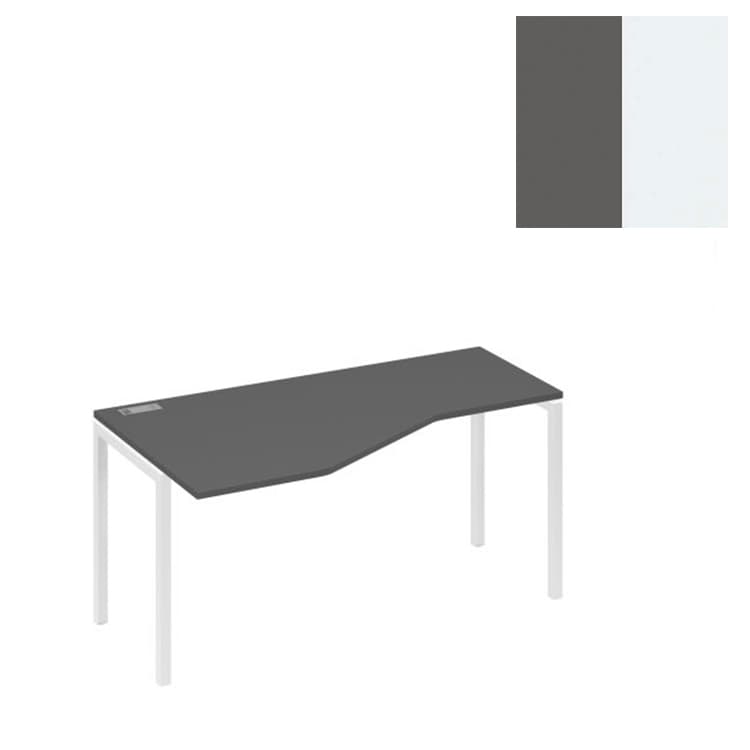 Стол эргономичный левый Юнитекс А4 "Техно"на металлокаркасе DUE А4 Б2 055 АР (160x90x75) антрацит премиум/металлокаркас белый