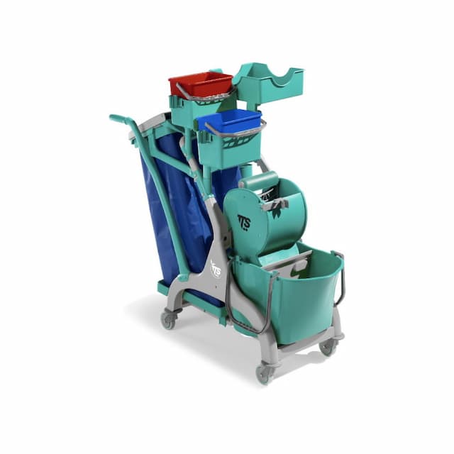 Тележка TTS NICK STAR 110, пластик.база желтая, ведро 25л, 2x4 л ведра и отжим Тес