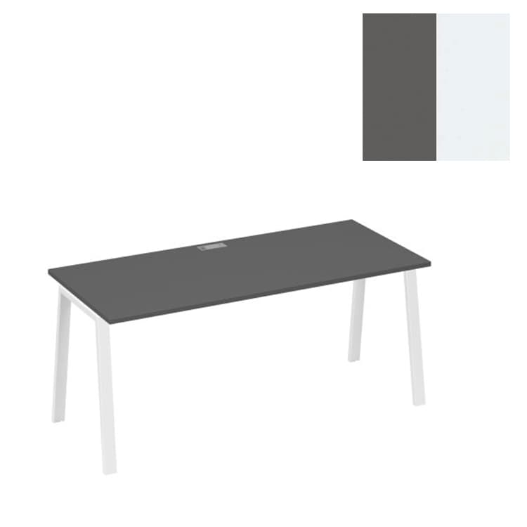 Стол письменный Юнитекс А4 на металлокаркасе TRE А4 Б3 016 АР (180x70x75) антрацит премиум/металлокаркас белый