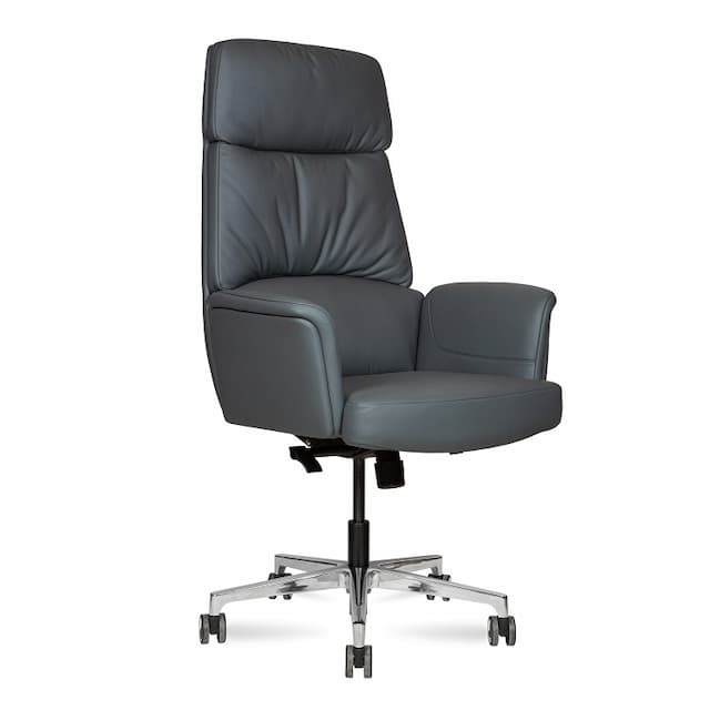 Кресло офисное Norden Bonno HD-2204H (черная кожа/алюминиевая база)
