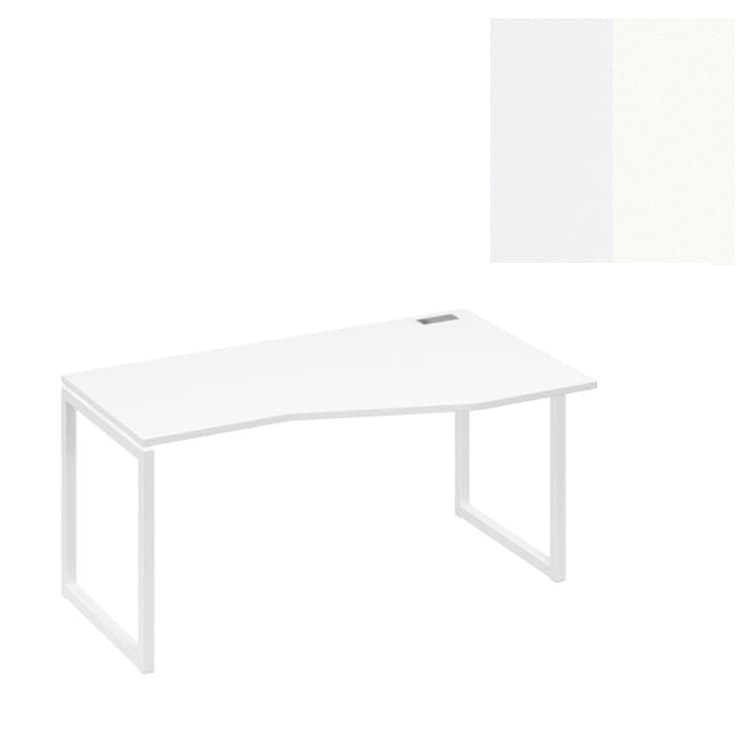 Стол эргономичный правый Юнитекс А4 "Техно" на металлокаркасе QUATTRO А4 Б4 066 БП (160x90x75) белый премиум/металлокаркас белый