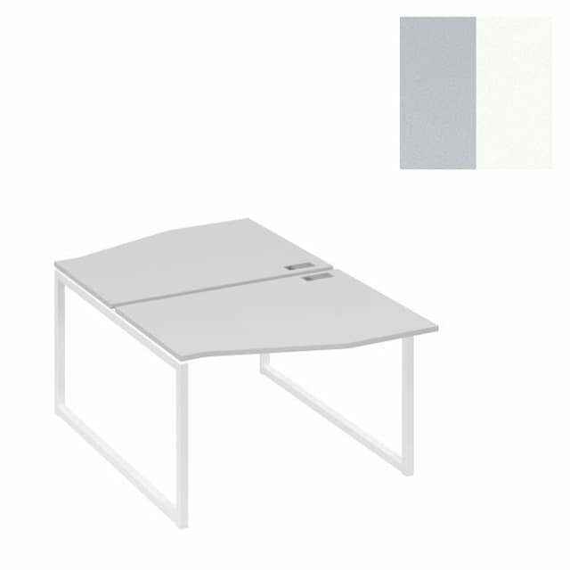 Рабочая станция Юнитекс А4 каркас QUATTRO (2х120) столы Техно А4 Б4 189 СЕ (120x184x75) серый/металлокаркас белый