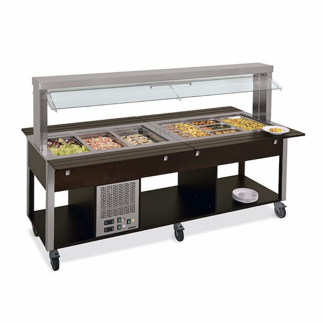 Стол Шведский комбинированный (защитное стекло подвижное) MetalCarrelli 6920.4F2M-RAL (цвет по RAL)