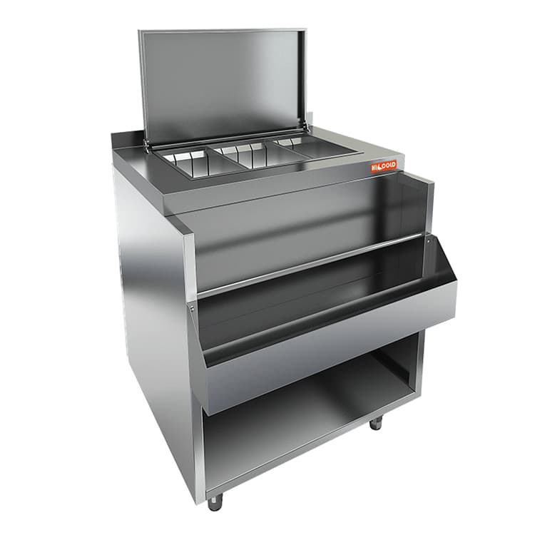 Барная станция с бортом, дополнительным карманом и крышкой Hicold НБМВЛ-7/6БККР